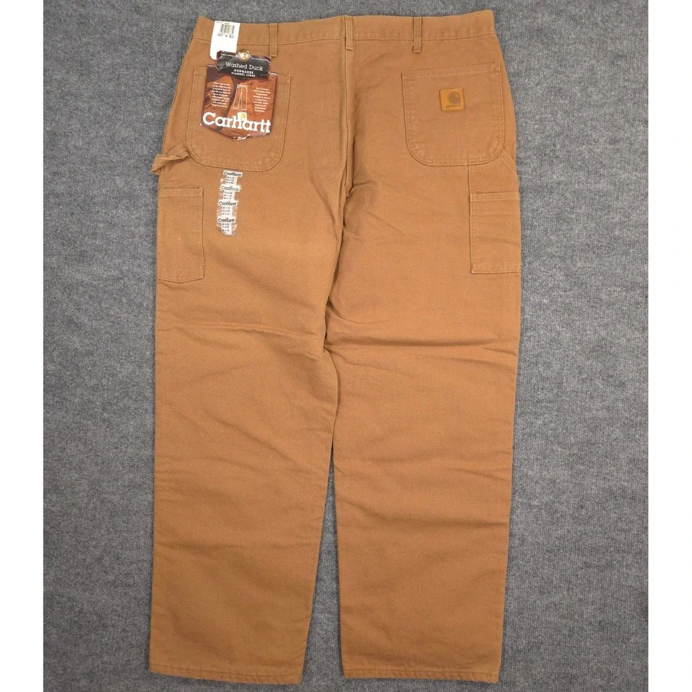 Carhartt Washed Duck Flannel Lined Work Pants Mens 42X32 Brown Made In‎ USA NEW